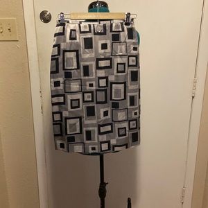 Women’s Silk Skirt 8 Black, Grey, & Sliver Mod Design Vintage